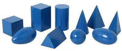 Geometrische Körper, groß, blau - Montessori