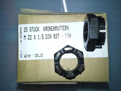 DIN 935 Kronenmutter M 22 x 1,5, 6 / 6 Au (Stahl ) blank, Feingewinde