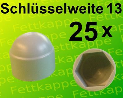 25 x Sechskant Schutzkappen Grau Schlüsselweite 13 - Schrauben - Kappen