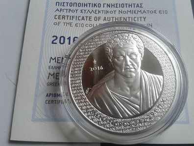 Original 10 euro 2016 PP proof Griechenland Menander 34,1g 925er Sterlingsilber