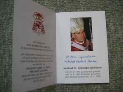 Erzbischof von Wien Kardinal Dr. Christoph Schönborn - Autogramm!!!
