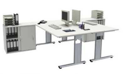 Doppelarbeitsplatz GD18 mit Anstellschränken 80 cm Schreibtischkombination