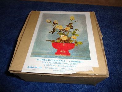 Blumensteckschale rauchfarbe Originalkarton aus DDR Zeiten