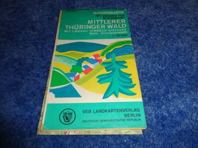 Wanderkarte der DDR-VEB Landkartenverlag Berlin - Mittlerer Thüringer Wald