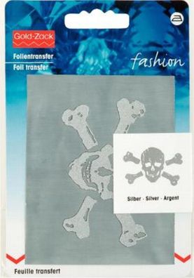 Skull Totenkopf Folien Transfer 6,5x5cm silber Applikation Label