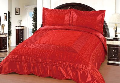 Luxuriöser Bettüberwurf Handarbeit, Satin Tagesdecke, rot