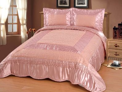 Luxuriöser Bettüberwurf Handarbeit, Satin Tagesdecke, pink