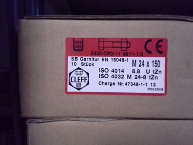 ISO 4014 Sechskantschraube 8.8 Fvz. mit Sechskantmutter ISO 4032 M24x150 1 Stk