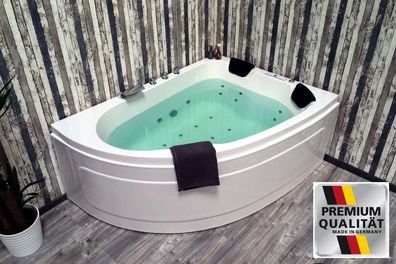 Doppel Whirlpool Badewanne mit 28 Massage Düsen Heizung Ozon LED Made in Germany Spa