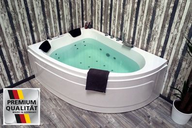 XXL Luxus Whirlpool Badewanne mit 28 Massage Düsen Heizung Ozon LED Made in Germany