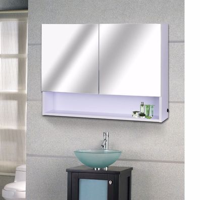 HOMCOM® LED Spiegelschrank Badspiegel Lichtspiegel Badschrank Badezimmer Wand 10W