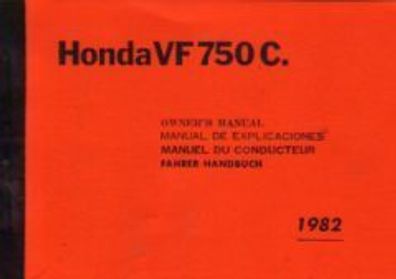 Bedienungsanleitung Honda VF 750 C. Motorrad Oldtimer, Klassiker