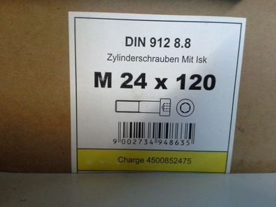 ISO4762 8.8 M24x120 Verz. Zylinderschraube mit Innensechskant (DIN 912) 20 Stk