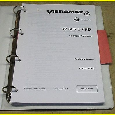 Vibromax Betriebsanleitung für Walzenzug W605D/ PD und W1105D/ PD