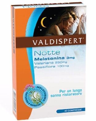 Vemedia Valdispert Melatonin NIGHT (NOTTE) --- 40 tablets x 3 mg