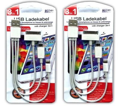 2x 3in1 Universal Handy Ladekabel | Micro USB Ladekabel | Iphone Ipad Ladekabel