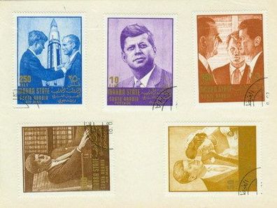 John F. Kennedy (5x)großfomatige Marken - gestempelt
