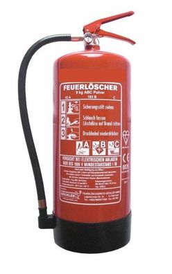 9kg ABC Pulver Dauerdruck Feuerlöscher EN 3 Brandklasse A/ B/ C 43A =12LE