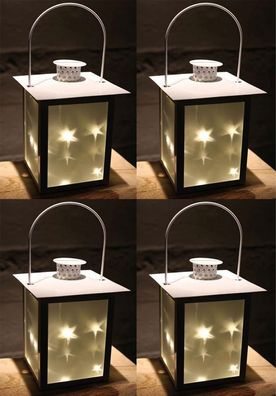 4x LED Metall Laterne mit 5 LED | 3D Holografie Lichterkette Sternenlicht Effekt