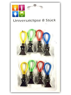 8 Stück Universalclips mit Lasche 4 Farben | Universalklammer Befestigung Clips