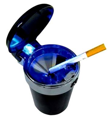 Sturmaschenbecher mit Deckel und blauer LED | Aschenbecher | Windaschenbecher