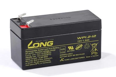Akku Kung Long WP1.2-12 12V 1,2Ah AGM Batterie Blei wartungsfrei VDS battery