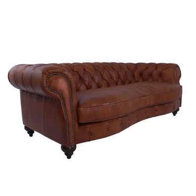 Castlefield Sofa 3 Sitzer Chesterfield Whisky Brown Leder Möbel Stil