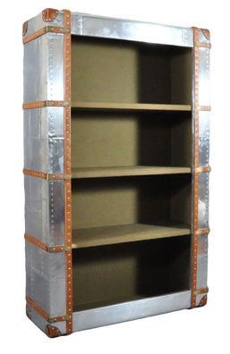 Vintage Leder Aufbewahrung Design Regal Bookcase Aluminium Echtleder Fach