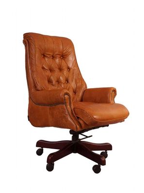 Vintage Drehsessel Designsessel Belford Bürosessel Columbia Brown Leder Möbel