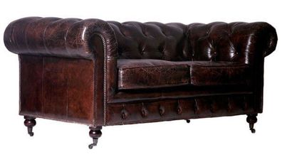 Vintage Leder Design Dreisitzer Sofa Chesterfield antik Luxus Braun