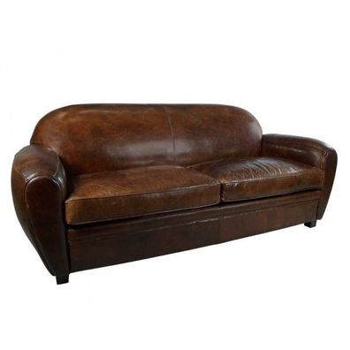 Art Deco Sofa 3-Sitzer Vintage Cigar Leder Möbel Ledersofa Clubsofa Couch