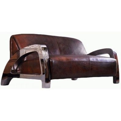 Vintage Leder Chrom Design Zweisitzer Sofa Memphis antik