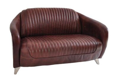Echtleder Design Vintage Designsofa Aberford zweisitzer Aluminium Sofa 2-Sitzer