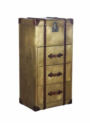 Vintage Leder Design Aufbewahrung Klassiker Truhe Goldcase Kiste Gold