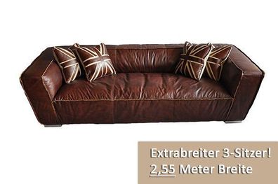 Echtleder Design Vintage Antik Ledersofa Vollleder Darkford Dreisitzer Sofa
