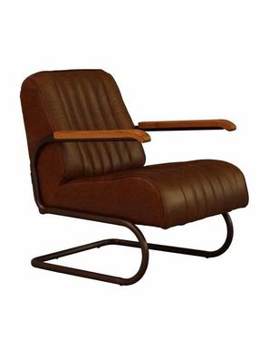 Freischwinger Sessel Lampeter braun Vintage Leder Stahlrohr Sessel Ledersessel