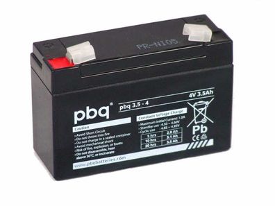 Akku Batterie PBQ 3.5-4 4V 3,5Ah AGM Blei Accu Battery wartungsfrei Batterie