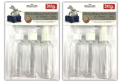6-teiliges Reiseflaschen-Set 100 ml | Plastikflaschen Shampoo Flasche Handgepäck