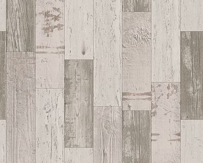Papier Tapete Antik Holz rustikal creme braun bretter verwittert 30478-1