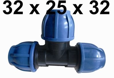 PE Rohr Klemmring Fitting Red Reduzier Verteiler T-Stück 32 mm auf 25 mm Wasser