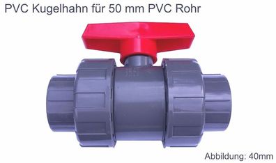 PVC Kunststoff Kugelhahn PVC Ventil Verschraubung PVC Rohr Kugelventil 50 mm