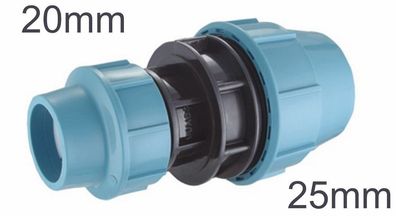 PE Rohr Kupplung Muffe Fittings Red Reduzier Stück 25 mm auf 20 mm Klemmfitting