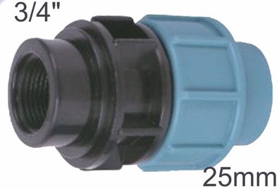 3/4" Zoll IG Innengewinde PE Rohr Übergang Fitting Kupplung Adapter Ø 25 mm