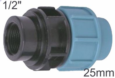 PE Rohr Fitting Ø 25 mm auf 1/2" Zoll IG Innen gewinde Kupplung Adapter Übergang