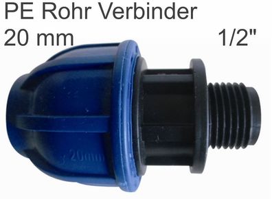 PE Rohr Kupplung Adapter Übergang Ø 20 mm auf 1/2" Zoll Anschluß Außengewinde AG