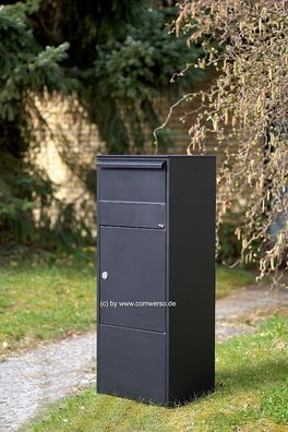 Allux 800 in schwarz Paketbriefkasten mit Montageset in verzinkt