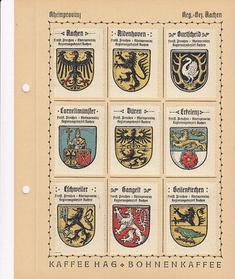 Kaffee Hag Wappen Rheinprovinz Reg. Bez Aachen 9 Wappen (1)