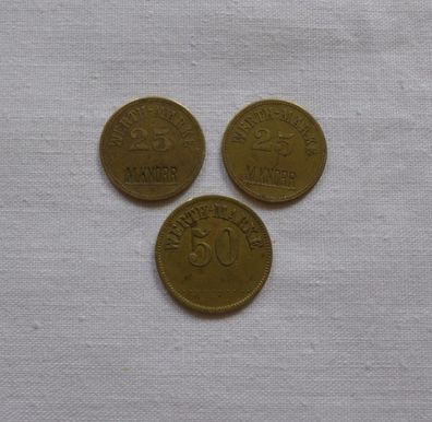 3 x alte Wertmarke davon zwei M. Knorr