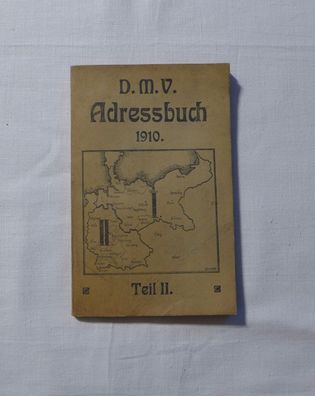 D.M.V. Adressbuch 1910 Teil II Deutsche Motorradfahrer Vereinigung Oldtimer