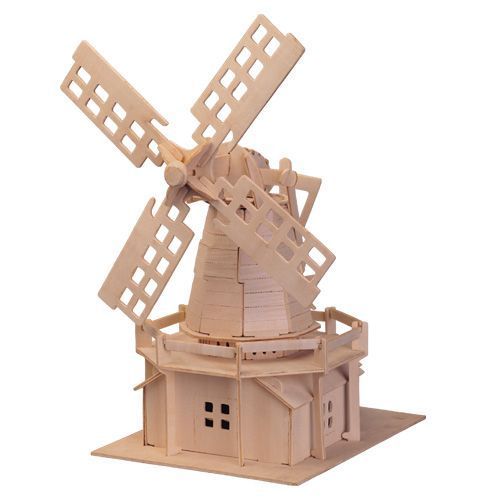 Windmühle Typ 3 3D Holzbausatz Holz Windkraftanlage Gebäude Steckpuzzle Bauwerk 